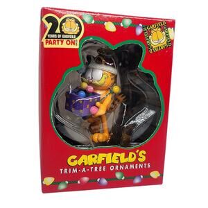 Vintage 1996 PAWS Garfield Trim A Tree Christmas Lights Box Ornament 3" C330